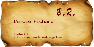 Bencze Richárd névjegykártya